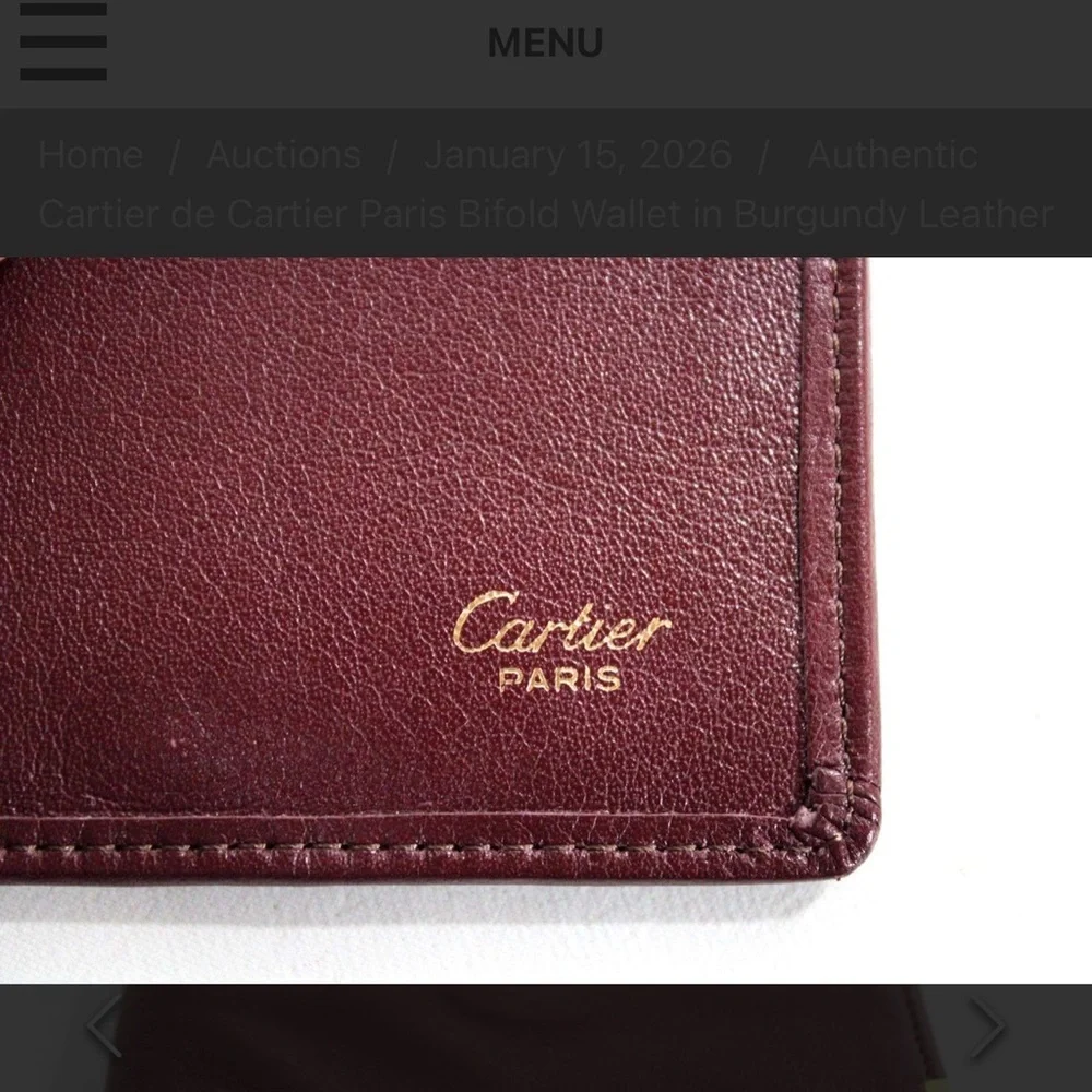 Authentic Cartier de Cartier Paris Bifold Wallet in Burgundy
